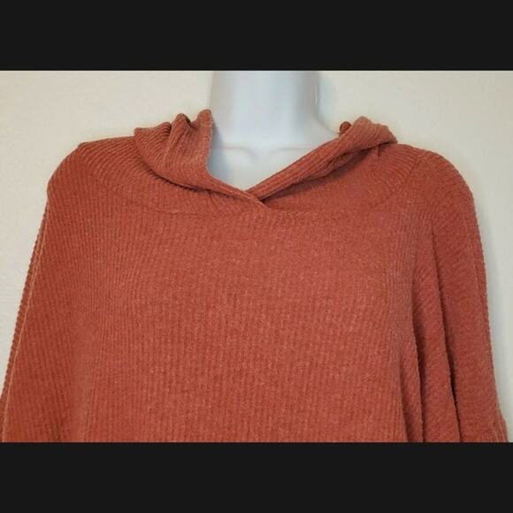 PST by Project Social T Rib Knit Soft Hoodie Top Sz Small Rust NWT Cozy Pullover - Picture 2 of 7